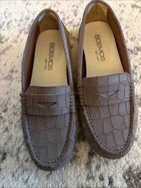 Leather Croc-Embossed Driving Loafers